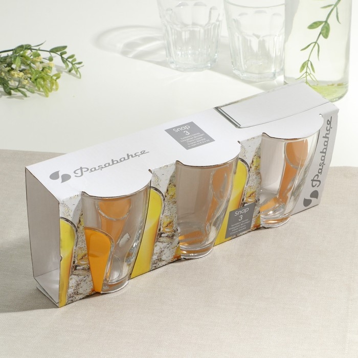 Набор стаканов стеклянный &laquo;Снэп&raquo;, 260 мл, 3 шт, желтый пластиковый аксессуар