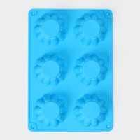 Форма для выпечки Доляна &laquo;Сладости. Круг риб&raquo;, силикон, 25,5&times;17,5&times;3 см, 6 ячеек (d=7 см), цвет синий