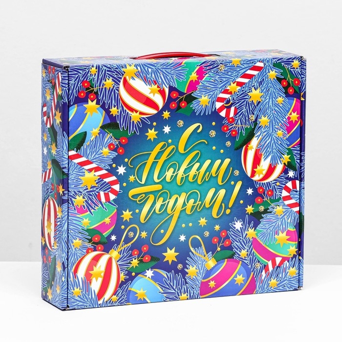 Новый год. Коробка подарочная складная "Индиго" 26 х 24,5х6 см.