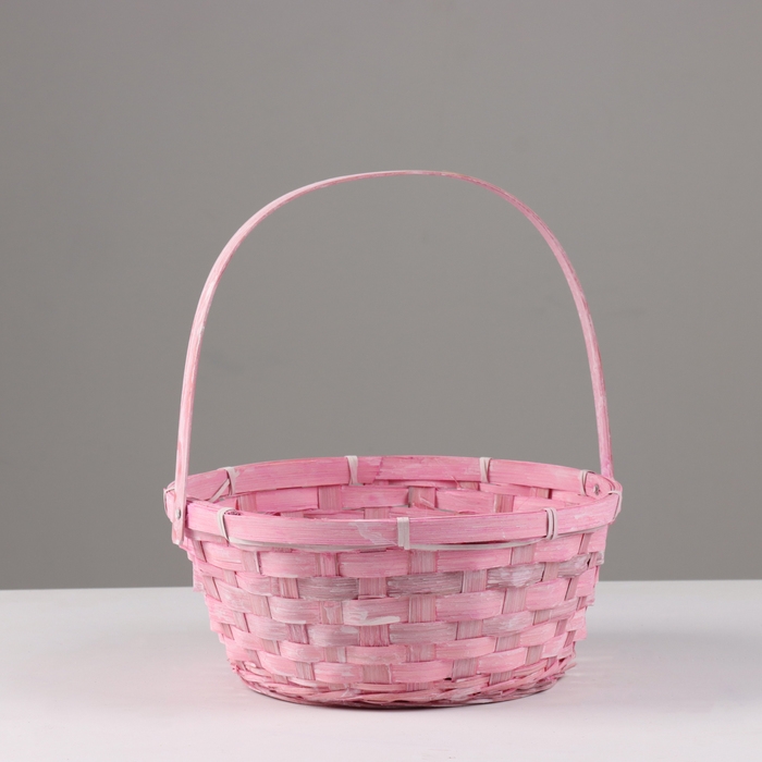 Корзина плетеная, 26х12/30 см, бамбук, сиреневая, розовая, микс