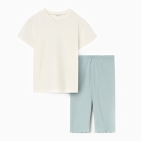 Комплект для девочки (футболка и велосипедки) MINAKU, цвет голубой, рост 104 см Комплект для девочки (футболка и велосипедки) MINAKU, цвет голубой, рост 104 см