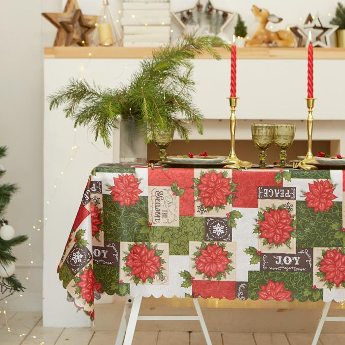 Скатерть Доляна Love 145&times;300 см, 100% п/э