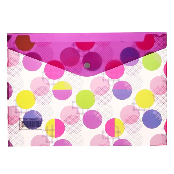 Набор папок-конвертов на кнопке А4, 160 мкр, 12 штук, Набор папок-конвертов на кнопке А4, 160 мкр, 12 штук, "Круги"