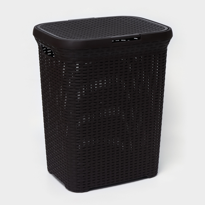 Корзина бельевая с крышкой &laquo;Ротанг&raquo;, 60 л, 34&times;44&times;56 см, цвет микс