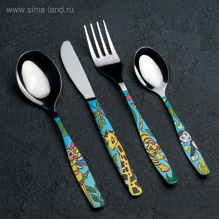 Набор 4-х предметный &laquo;Джунгли&raquo;, (М43), с деколью в картонной коробке с прозрачной крышкой