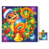 Пазлы для детей деревянные &laquo;Новый год! Змея в венке&raquo;, 16 элементов, символ года 2025