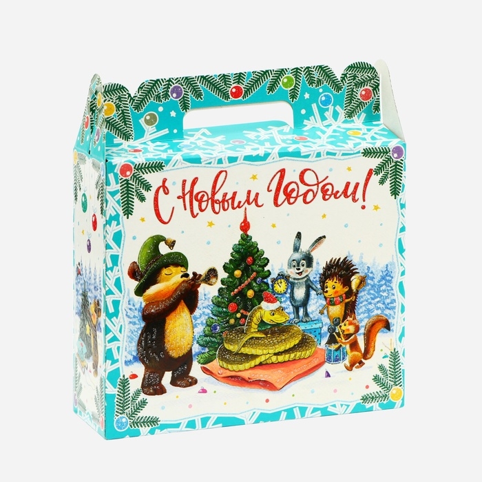 Новый год. Подарочная коробка новогодняя Чемоданчик малый Новый год. Подарочная коробка новогодняя Чемоданчик малый "Лесные гости" 17,3 х 6,5 х 15 см.