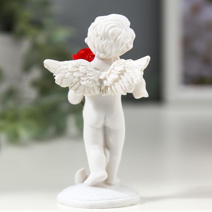 Сувенир полистоун Сувенир полистоун "Ангелочек с красной розой" 8х4,5х3,5 см