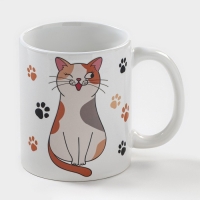 Кружка - хамелеон керамическая Доляна &laquo;Котик&raquo;, 350 мл, цвет белый