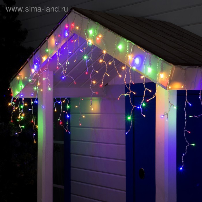 Гирлянда &laquo;Бахрома&raquo; 3 &times; 0.6 м, IP44, УМС, прозрачная нить, 160 SMD-LED, свечение мульти, 220 В