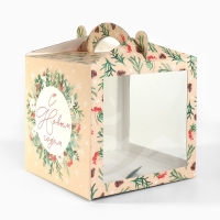 Коробка кондитерская с окном, сундук, «С Новым годом!» 20 х 20 х 20 см, Новый год Коробка кондитерская с окном, сундук, «С Новым годом!» 20 х 20 х 20 см, Новый год