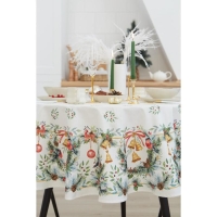 Скатерть Этель "Сhristmas bells" d=220 +/- 3см с ГМВО, 100%хл, саржа 190 гр/м2