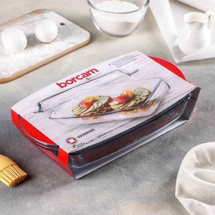 Форма для запекания прямоугольная Borcam, 1,3/0,9 л, 28,6&times;16&times;5 см, с крышкой