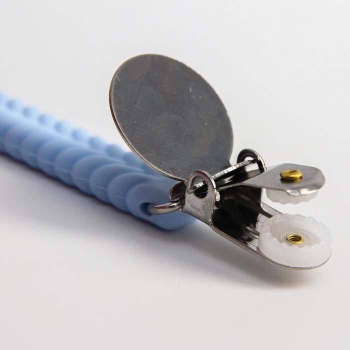 Держатель для соски - пустышки «Косичка», силиконовый, цвет голубой Держатель для соски - пустышки «Косичка», силиконовый, цвет голубой