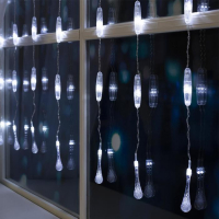 Гирлянда &laquo;Занавес&raquo; 2.5 &times; 0.65 м с насадками &laquo;Капли&raquo;, IP20, прозрачная нить, 50 LED, свечение белое, 8 режимов, 220 В