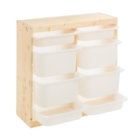 Стеллаж TROFAST-4, с контейнерами, вертикальный, Массив сосны