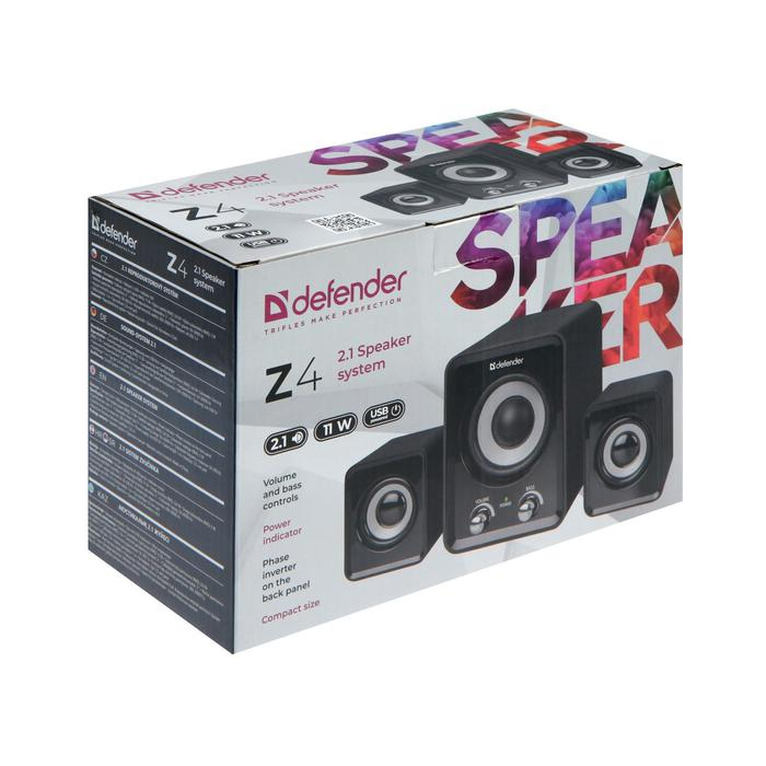 Компьютерные колонки 2.1 Defender Z4, 2х3 Вт + 5 Вт, USB, черные