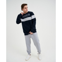 Свитшот мужской, цвет синий/серый, размер 46