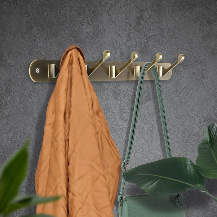 Вешалка ТУНДРА TVP001, металлическая, пятирожковая, цвет бронза