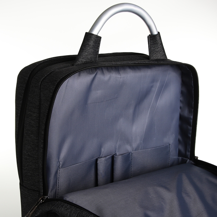 Рюкзак городской на молнии, 2 кармана, с USB, цвет чёрный