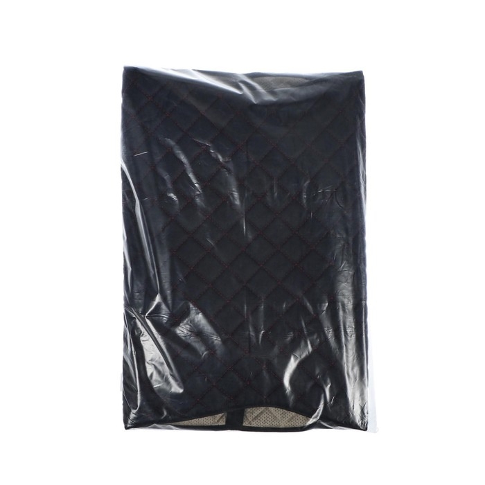 Накидка на сиденье "Алькантара" 140 х 52 см, черная с красной строчкой