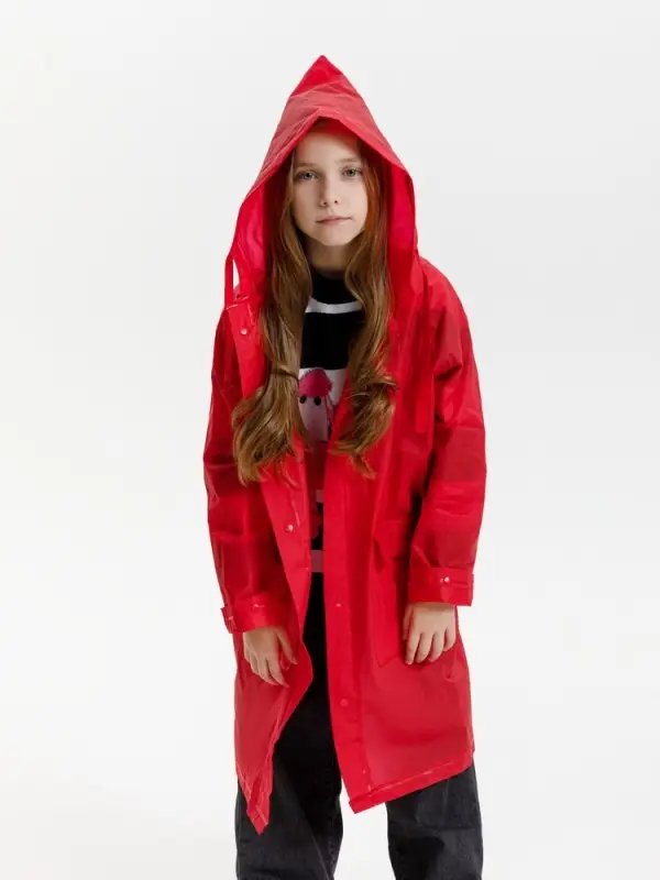 Дождевик детский RainDrop Kids, красный, 8 лет (рост 118-128)