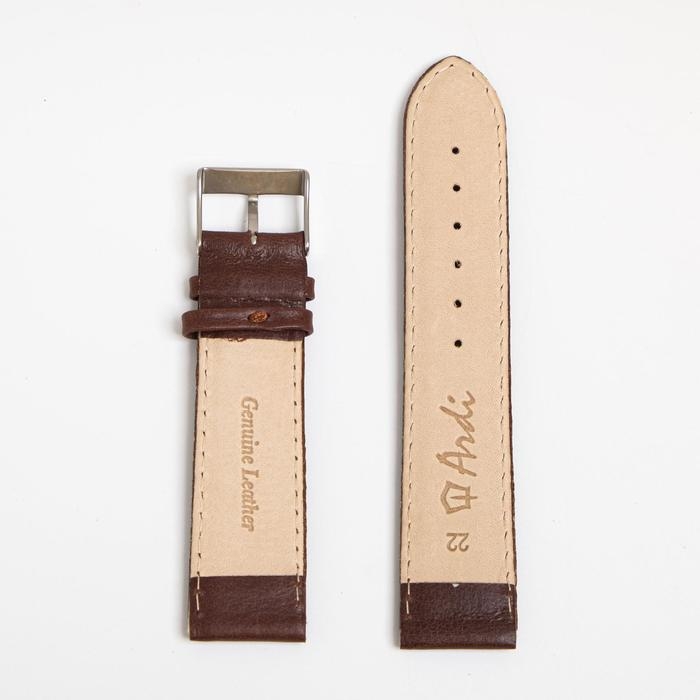 Ремешок для часов, мужской, 22 мм, запряжник 80 мм, горт 120 мм, натуральная кожа, тёмно-коричневый Ремешок для часов, мужской, 22 мм, запряжник 80 мм, горт 120 мм, натуральная кожа, тёмно-коричневый