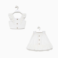 Комплект для девочки (топ, юбка) KAFTAN, р.36 (134-140 см), белый