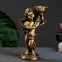 Подсвечник "Ангелочек" в левой руке, золото, 14х8х22 см, для свечи d=4 см Подсвечник "Ангелочек" в левой руке, золото, 14х8х22 см, для свечи d=4 см