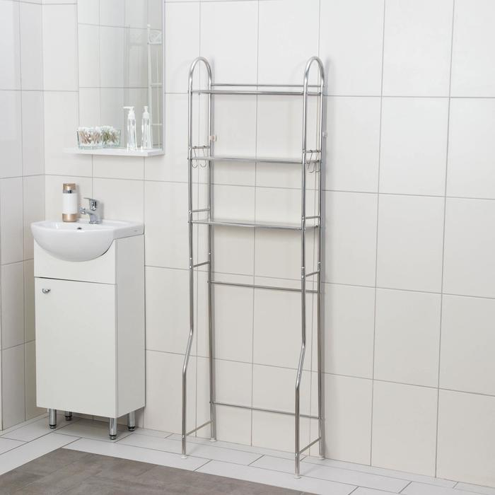 Стеллаж над унитазом, 3 яруса, 48&times;25&times;155 см, цвет хромированный