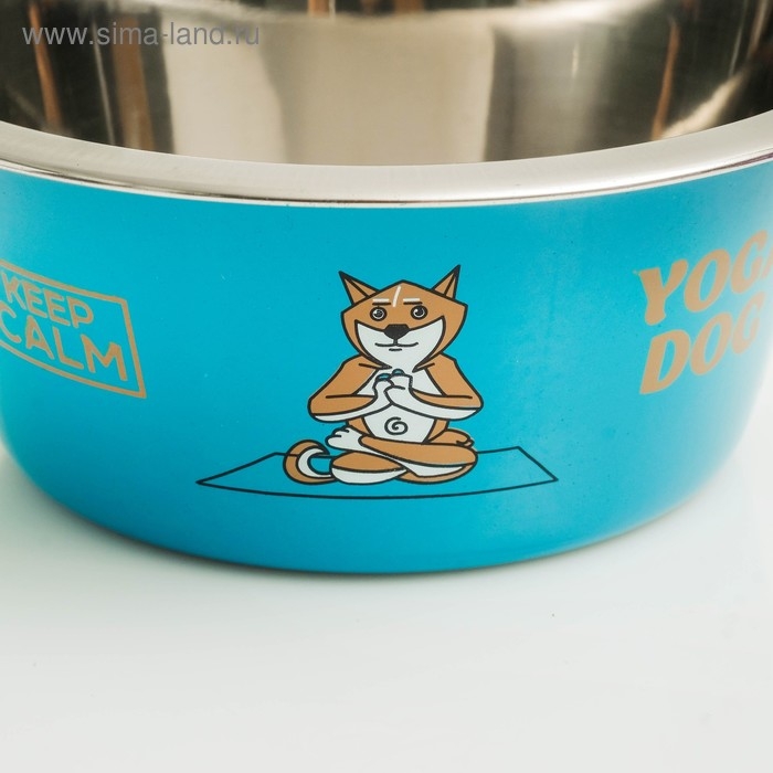 Миска стандартная Миска стандартная "Пижон. Yoga Dog", 450 мл, синяя
