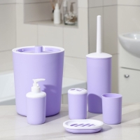 Набор аксессуаров для ванной комнаты &laquo;Лайт&raquo;, 6 предметов (мыльница, дозатор, 2 стакана, ёршик, ведро), цвет сирень
