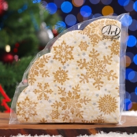 Новый год. Салфетки бумажные Art Bouquet Rondo"Золотые снежинки на бежевом", 3 слоя, d 32, 12 шт Новый год. Салфетки бумажные Art Bouquet Rondo"Золотые снежинки на бежевом", 3 слоя, d 32, 12 шт