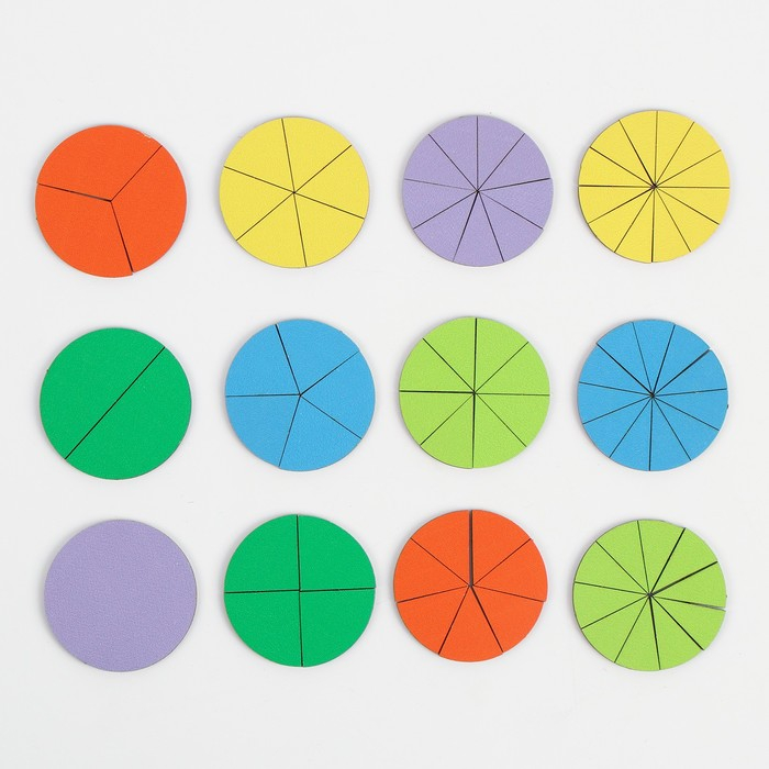 Рамка - вкладыш &laquo;Круги&raquo;, дроби, 12 шт., 1 уровень, МИКС