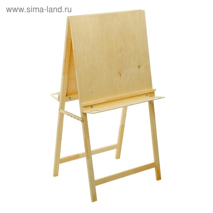 Мольберт тип «Хлопушка», двусторонний, 120 х 60 х 65 см, планшет 60 х 60 см, полка с двумя подстаканниками, неокрашенное дерево, Calligrata Мольберт тип «Хлопушка», двусторонний, 120 х 60 х 65 см, планшет 60 х 60 см, полка с двумя подстаканниками, неокрашенное дерево, Calligrata
