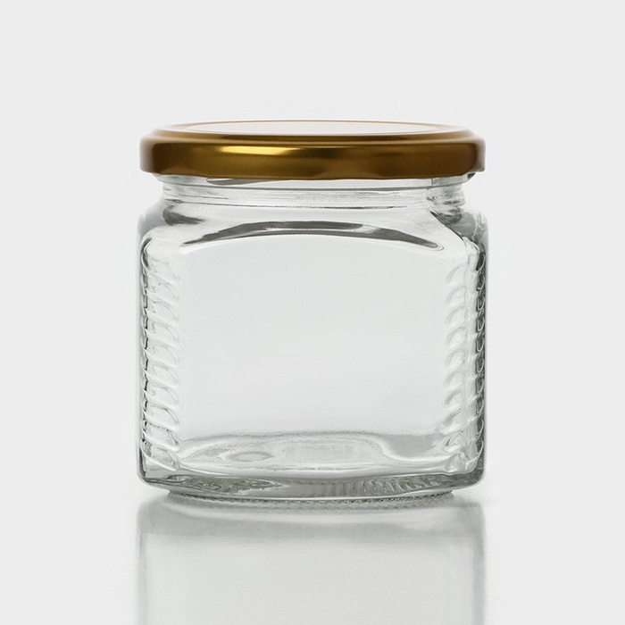 Набор стеклянных банок с золотистой крышкой и этикеткой, ТО-82, 390 мл, 6 шт