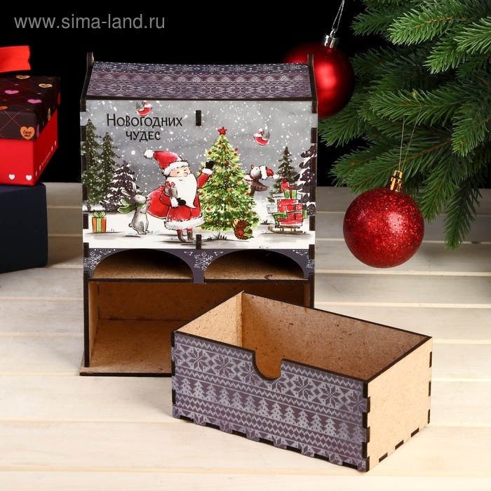 Чайный домик "Дед Мороз и Снеговик" 20х15х8,5 см