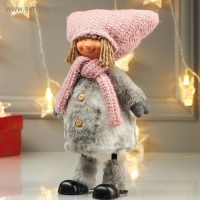 Кукла интерьерная "Девочка в розовой шапке с ушками и белой шубке" 27х10х17 см Кукла интерьерная "Девочка в розовой шапке с ушками и белой шубке" 27х10х17 см