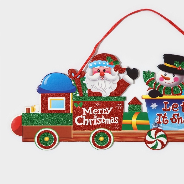 Декоративное украшение (подвеска) "Новогодний паровоз" 15х41,5 см