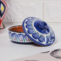 Сахарница Риштанская Керамика "Цветы", 250 мл, синяя Сахарница Риштанская Керамика "Цветы", 250 мл, синяя