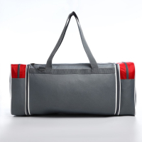 Сумка спортивная на молнии, с увеличением, 3 наружных кармана, длинный ремень, большой размер, цвет серый/красный Сумка спортивная на молнии, с увеличением, 3 наружных кармана, длинный ремень, большой размер, цвет серый/красный