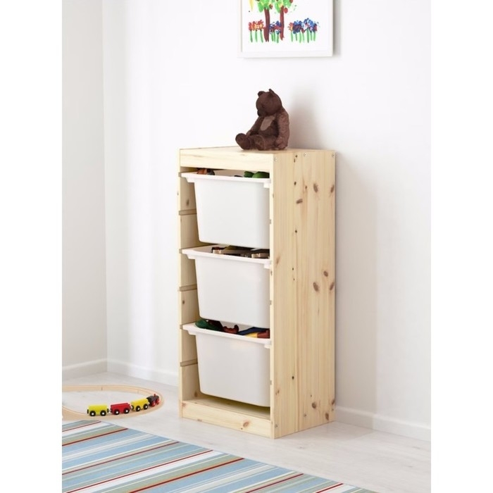 Стеллаж TROFAST-1, с контейнерами, вертикальный, Массив сосны