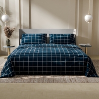 Постельное бельё Этель евро "Клетка" цвет синий 200х215, 220х240, 50х70-2 шт, бязь, 125 г/м2