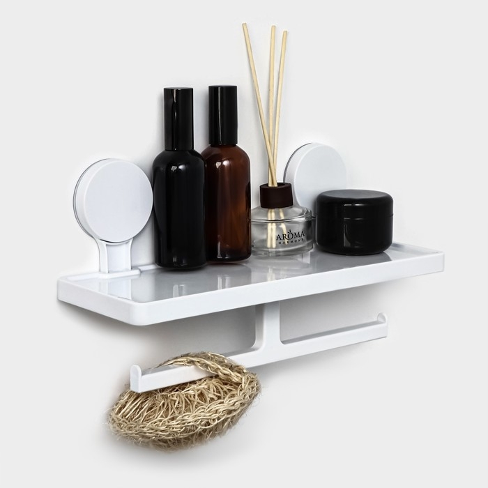 Полка для ванных принадлежностей на липучках Доляна, 17×32×11,5 см, цвет белый Полка для ванных принадлежностей на липучках Доляна, 17×32×11,5 см, цвет белый
