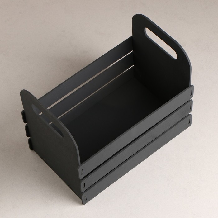 Кашпо деревянное 25&times;15&times;20 см "Кармен", ручки вырезы боковые, чёрный Дарим Красиво