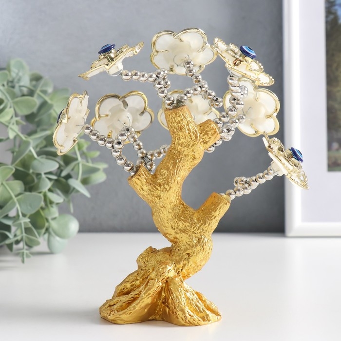 Сувенир от сглаза Сувенир от сглаза "Цветущее дерево" золото, белый 13х5х18 см