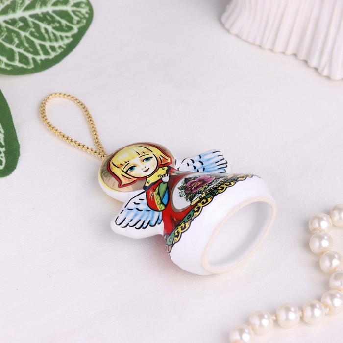 Сувенирный колокольчик "Ангел", цветок, керамика