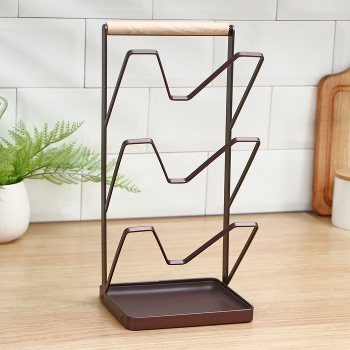 Подставка для крышек Доляна &laquo;Лофт&raquo;, 16&times;13&times;33,5 см, цвет коричневый