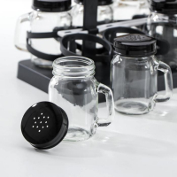 Набор для специй из стекла на подставке &laquo;Специи&raquo;, 120 мл, 7,5&times;5&times;8,5 см, 8 шт, цвет чёрный