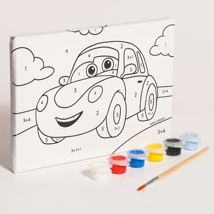 Картина по номерам для детей &laquo;Машинка в поле&raquo;, 21 х 15 см